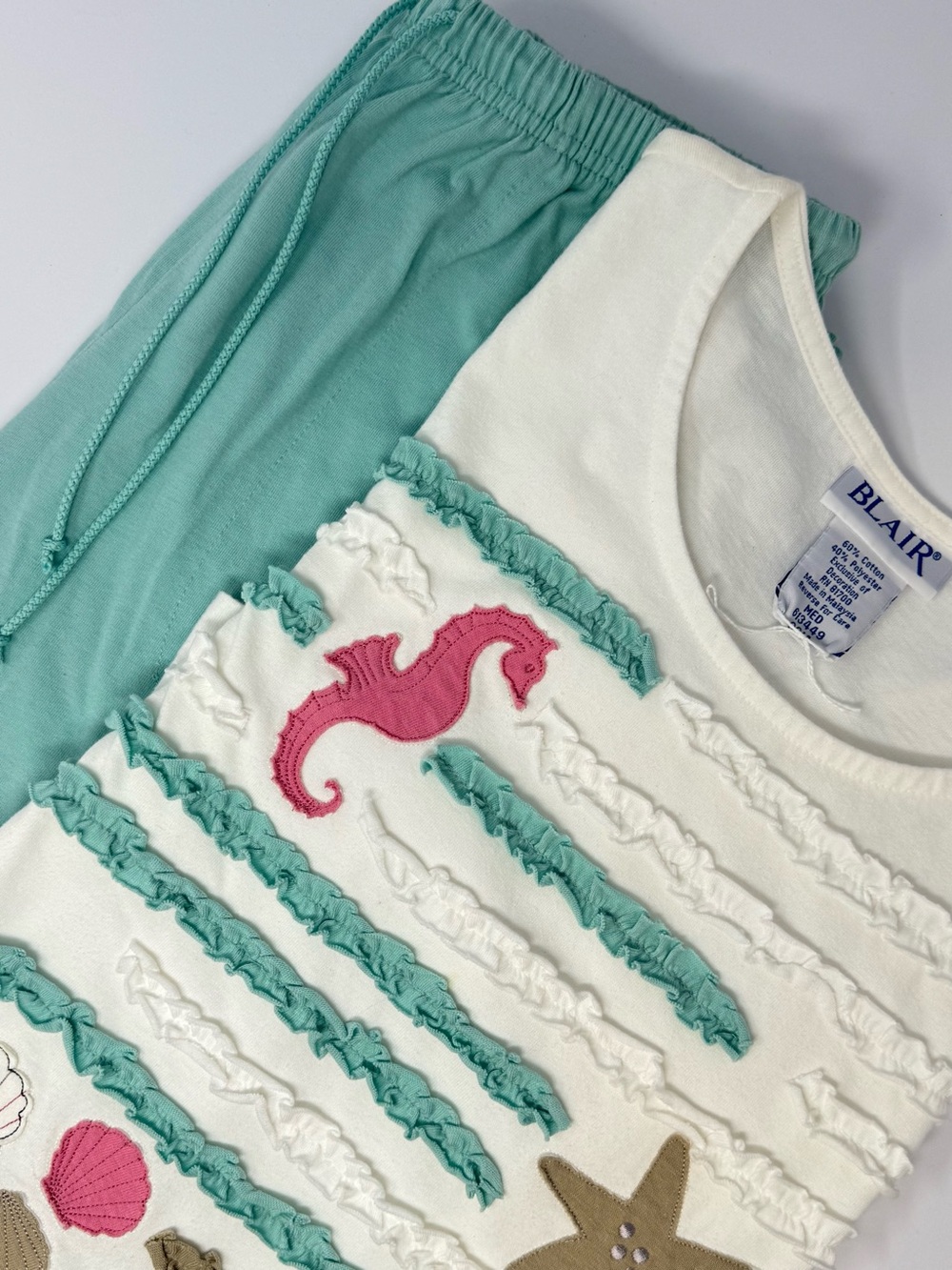 Vintage Blair SPLIT-SIZE Set (Medium top & Small pants) Beach/Vacation Outfit